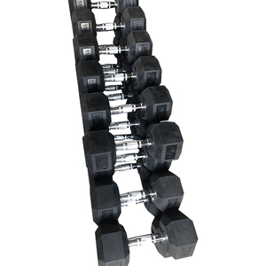 Fitness en Fonte Matériel Tête Ronde En Caoutchouc Haltère/<span class=keywords><strong>Hex</strong></span> Haltère Enduit - Product Image 1