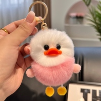 Mignon Pendentif Sac en Peluche Pompon Canard Doux et Moelleux, Porte-clés Boule de Fourrure Lapin Adorable, Poupée en Peluche, Ornements pour Sac à Dos, Porte-clés