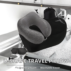 Vente chaude Oreiller de voyage en coton 100% à mémoire de forme en forme de U tricoté personnalisé Amovible Lavable Utilisation en avion Sommeil Camping Hôtel - Product Image 4