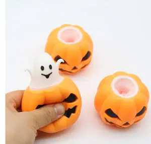 Halloween Hot Selling Funny Pumpkin Hair Vent Ball Toy Pumpkin Ghost Decompression Squeeze Toy
