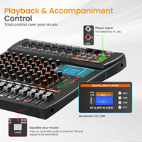 Console de mixage analogique professionnelle 8 canaux GPUB avec lecteur MP3 Bluetooth et alimentation fantôme 48V – Mixeur grand format pour équipement de bar