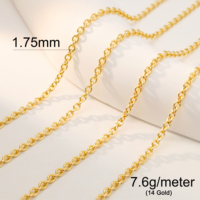 Cadena de Oro Genuino AU585 de 14k, Eslabones Tipo O de 1.75mm, para Creación de Joyería Permanente, en Rollo