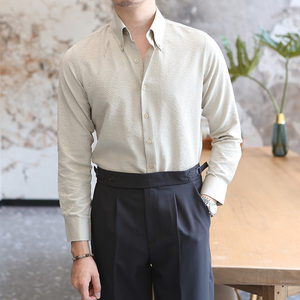 Camisa <span class=keywords><strong>de</strong></span> manga larga Premium Sense Peacock para hombre, camisa informal italiana con cuello puntiagudo, temperamento, delgada, resistente a las arrugas - Product Image 5