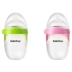 Muestra gratis de silicona personalizada 240ml Botella de leche de alimentación para bebés Diseño de cuello ancho sin BPA para bebés 0-12 meses - Product Image 1