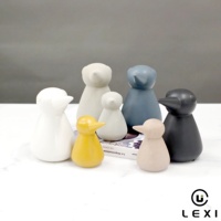 Ensemble de figurines de pingouins en céramique, style minimaliste moderne, ornement animal de style nordique pour la décoration d'étagères à la maison ou au bureau, idée cadeau