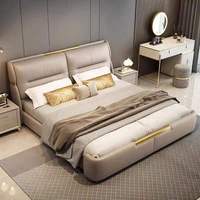 Cadre de lit double King-Size en cuir et bois, moderne, luxueux, écologique, durable, réglable et inclinable, pour chambre à coucher
