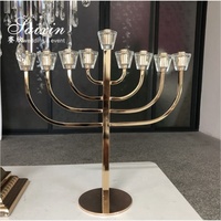 Nouvelle conception de chandelier en or pour la décoration de table de mariage, 9 bras, chandelier en or