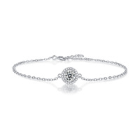 Bijoux fins, bracelet en argent sterling 925 avec moissanite bleue, bracelet à chaîne fine simple et élégant pour femmes