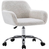 Chaise de bureau ergonomique de luxe contemporaine à hauteur réglable manuellement, pivotante à 360°, en fausse fourrure, avec plusieurs options de fausse fourrure