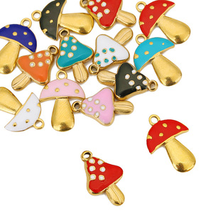 Pendentif en forme de champignon en acier inoxydable émaillé pour la fabrication de bijoux, accessoires en gros - Product Image 4