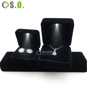 Factory Manufacturer Velvet Jewelry LED Lighting <b>Box</b> Custom Size Diamond <b>Ring</b> <b>Box</b> with Logo Bracelet Lighting <b>Box</b> Necklace <b>Box</b> - Product Image 3
