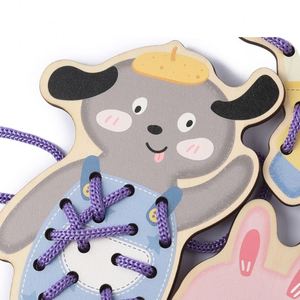 Cadeau d'anniversaire pour enfants : Jouets charmants, panneaux de cartes à lacer en bois en forme de dinosaure mignon, ensemble d'activités de correspondance et de traçage - Product Image 5