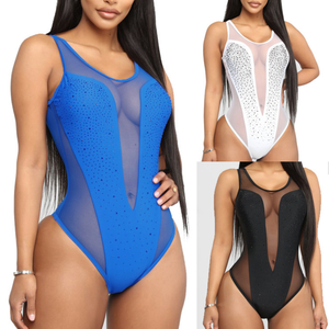 Bañador Sexy de una pieza para mujer, traje de baño con diamantes de imitación, traje de baño brasileño de cristal, ropa de playa, lencería Sparke - Product Image 3