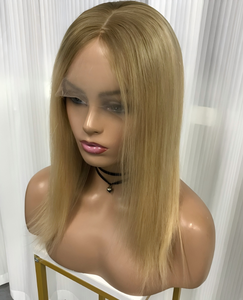 <span class=keywords><strong>Perruque</strong></span> sans colle en dentelle frontale avec dessus en soie de qualité supérieure, 100 % cheveux humains Remy, entièrement faite à la main, cuticules alignées, perruques médicales en silicone pour femmes atteintes d'alopécie - Product Image 5