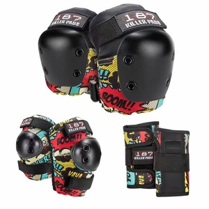 Protector Americano 187, Juego de Rodilleras, Coderas y Protectores de Palma de Esponja para Adultos y Niños, Patinaje sobre Ruedas, Monopatín, Ciclismo Profesional - Product Image 3