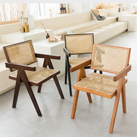 Vente en gros de fauteuil d'étude à domicile chaise en bois massif chaise haut de gamme chaise tissée en rotin hôtel de bureau