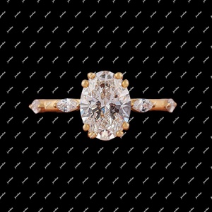 Meilleur Prix Bague de Mariage et de Fiançailles Unisexe de Luxe en Argent 925 Plaqué Or 14K, Coupe Rose, Certifiée IGI, Finition Designer, pour Usage Quotidien - Product Image 4