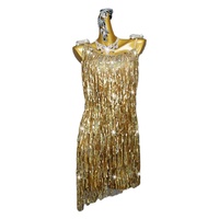Nuevo Traje de Competición de Baile Latino 2026 007, Vestido de Lentejuelas Doradas de Alta Gama con Espalda Descubierta y Tirantes