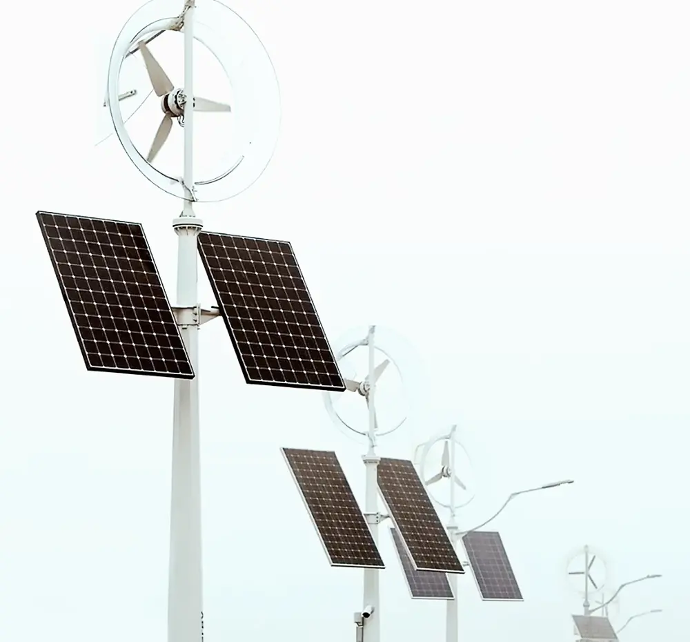 Waterproof Off Grid Hybrid Wind Solar Power Pole for Lighting Communications Public Safety