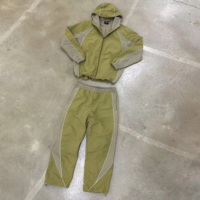 Ensemble de survêtement personnalisé, veste en nylon légère à fermeture éclair et pantalon de survêtement imperméable en nylon réfléchissant, coupe-vent