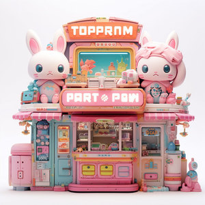 Mini tienda de juguetes de plástico con caja registradora para niños de 4 a 6 años - Product Image 1
