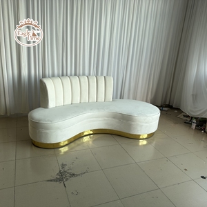 Barato, decoración moderna personalizada, terciopelo con mechones italianos, decoración de acero inoxidable, sala de estar, recepción de Hotel, sofá Loveseat - Product Image 2