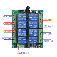 DC 12V 24V 8 canaux Module de relais sans fil 433MHz RF télécommande commutateur émetteur et récepteur carte