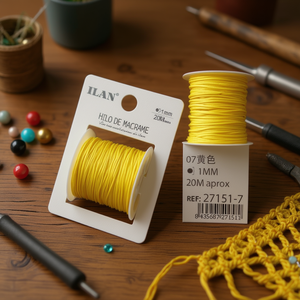 Filo per macramè Ilan 1 mm 20 m giallo, cordoncino per creazione di gioielli fai da te - Product Image 3