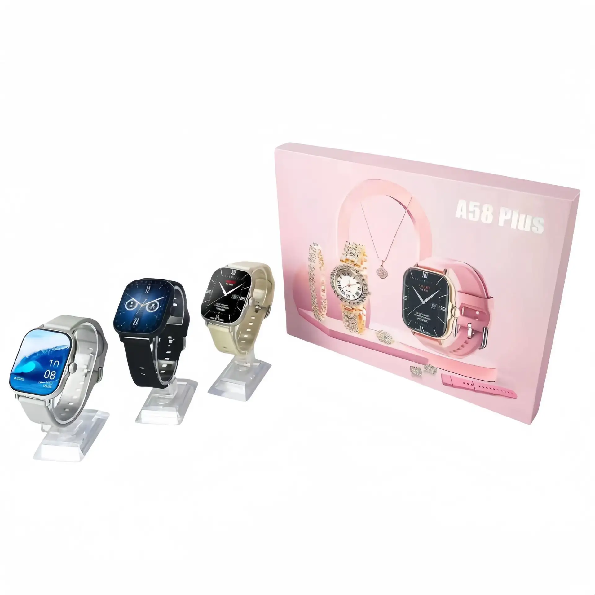 2024 Hoge Kwaliteit Smart Watch Voor Lady A58 Plus Smart Watch Combinatie Super Pak Voor Vrouwen Quartz Horloge