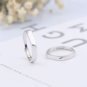 <b>Silver</b> Plated Copper Personalized Custom <b>Rings</b> Name Letters <b>Adjustable</b> Men Women Couple Broad Band Rectangle Wedding <b>Ring</b> - Product Image 4