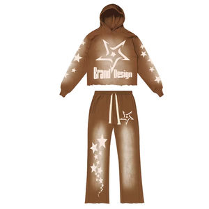 Ensemble sweat-shirt et pantalon de survêtement surdimensionné en coton 100% de haute qualité, lavage à l'acide, délavé au soleil, lettres, pull pour homme, streetwear, sweat-shirt personnalisé - Product Image 5