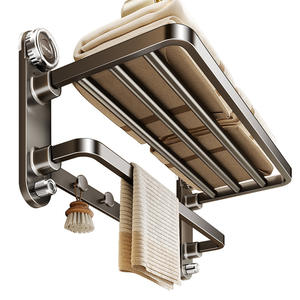 ชั้นวางผ้าเช็ดตัวในห้องน้ำบลูไวน์ 4 ราว แบบติดผนังด้วยระบบสุญญากาศ ไม่ต้องเจาะผนัง วัสดุ ABS และเหล็กคาร์บอน - Product Image 2