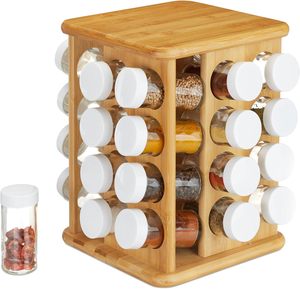 Estante para Especias de Bambú de Doble Nivel y Rotación de 360 Grados de Alta Calidad Addreen, Ahorra <span class=keywords><strong>Espacio</strong></span> en la Cocina, Capacidad para 32 Frascos de Especias - Product Image 2