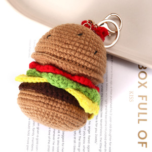 Handmade Crochet French Fries Hamburger Burger Ice Cream Bread Keychain Amigurumi Mini Knitted Food Toy Bag Charm Pendant <b>Doll</b> - Product Image 4