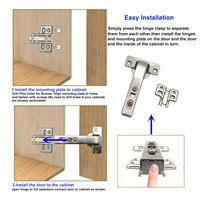 Charnière d'angle Elite 90 degrés finition chromée, charnières à fermeture amortie détachables pour meuble d'angle coudé ou porte d'armoire