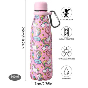 Portable 17OZ 500ml Stainless Steel Tumbler for Kids Cola-Shaped Water <b>Bottle</b> with Lid Handle Grip for Sports <b>Travel</b> - Product Image 3