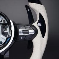 Volant BMW blanc perforé à LED F30 F10 F20 avec palettes en carbone M1 M2 à fond plat – Amélioration personnalisée