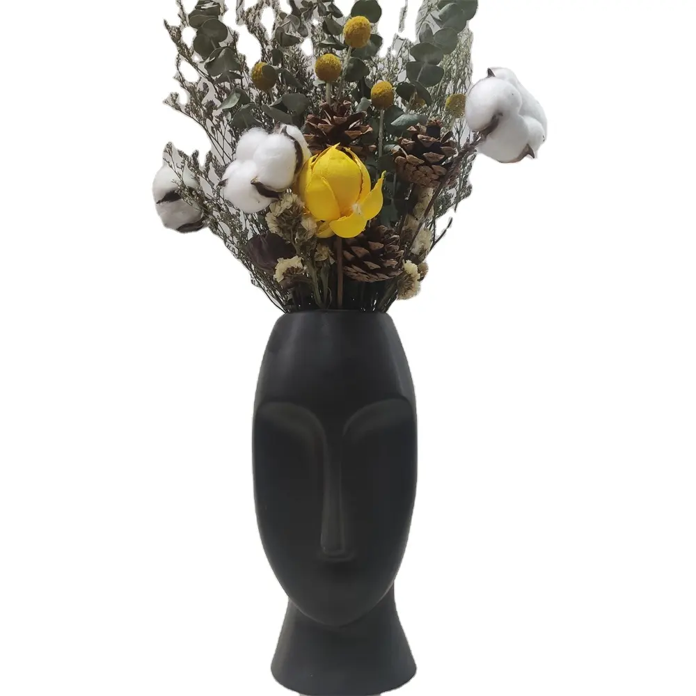Ваза в стиле арт-деко, домашнее украшение, современная керамическая черно-белая матовая напольная ваза с индивидуальным логотипом