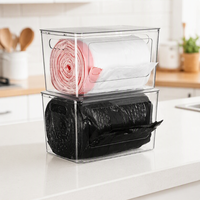 MIXWARES Lot de 2 organiseurs de sacs en plastique empilables pour sacs de 13/30/33 gallons, distributeur de sacs poubelle transparent, support de rangement sous l'évier