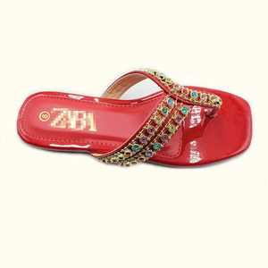Alta calidad Pintoe punta abierta verano nuevo Color diamantes de imitación Vintage ropa de playa antideslizante moda Zapatillas de mujer - Product Image 3