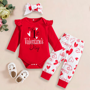 Ropa para Bebés Niños y Niñas, Conjuntos de San Valentín para Niños Pequeños, Ideas de Regalo 2022, Conjunto de Ropa para Bebé Recién Nacido con la Frase 'Mi Primer San Valentín' - Product Image 5