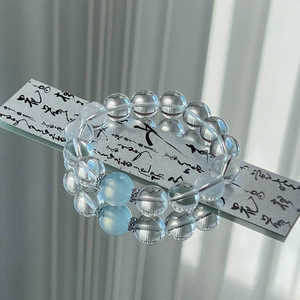White Crystal <b>Bracelet</b> S925 Sterling Silver Women's Light Luxury Aquamarine <b>Beaded</b> Everyday Wear Jewelry - Product Image 5