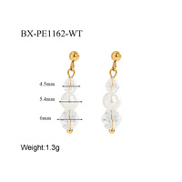 Doppelkegel-Glasohrringe mit Perle für Damen Goldton-Perlen Vierfarbiges Set Funkelnder Eleganter Schicker Feiner Schmuck Geschenk für Tägliches Tragen