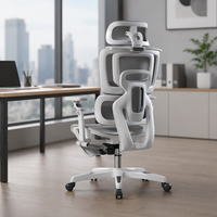 Chaise de bureau ergonomique de haute qualité avec hauteur réglable et appui-tête, siège en maille et repose-pieds pour usage domestique