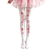 Nouvelles collants imprimés fraises et café, taille moyenne et grande, style Lolita doux, quatre motifs imprimés