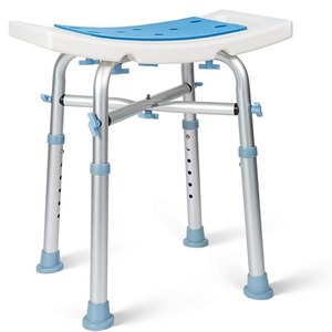 Hc Shower <b>Chair</b> Adjustable Height Non Slip Bath Seat With Blue <b>Pad</b> For Bathtub And Bathroom Use - Product Image 1
