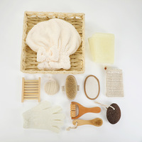 Coffret Cadeau Promotionnel de Spa et Beauté en Bois, comprenant une Brosse à Cheveux, une Pierre Ponce, un Éponge de Bain en Sisal et un Masseur