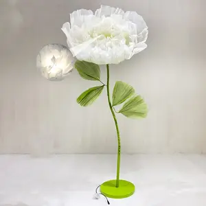 A-1320 dükkan düğün dekorasyon yapay dev büyük ışıklı çiçek açılış kapanış beyaz ipek dev çiçek