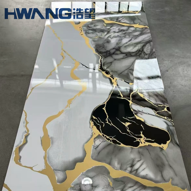 3D UV Marble Look PVC Panel Waterproof Wall Sheet for Hotel  Livingroom Backsplash Countertop