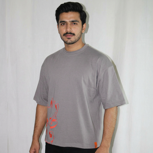 T-shirt streetwear 100% coton, impression sérigraphique, tailles américaines, imprimé intégral, URBAN PRODUCTIONS, couleur gris, poids lourd 300 GSM - Product Image 1